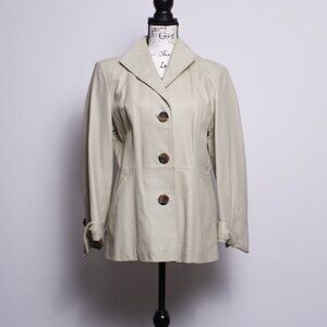 COPY - Vintage Terry Lewis Leather Jacket, Off White/Beige Size M RARE FIND!!